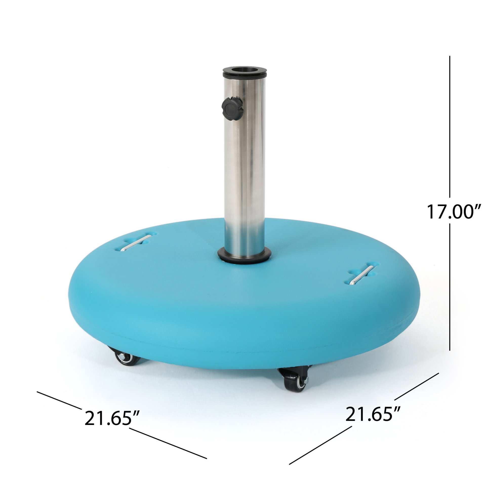 Stylish Round Wheelie - Umbrella Base With Stainless Steel Holder - Teal Concrete - Image 3