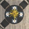 Dining Table For Farmhouse Kitchen Expandable Oval Table Top With Removable Leaf Trestle X Shaped Base - Black - Image 11