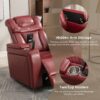 270 Degree Swivel Power Recliner With Tray Table, Phone Holder, Cup Holder, USB Port - Red - Image 7