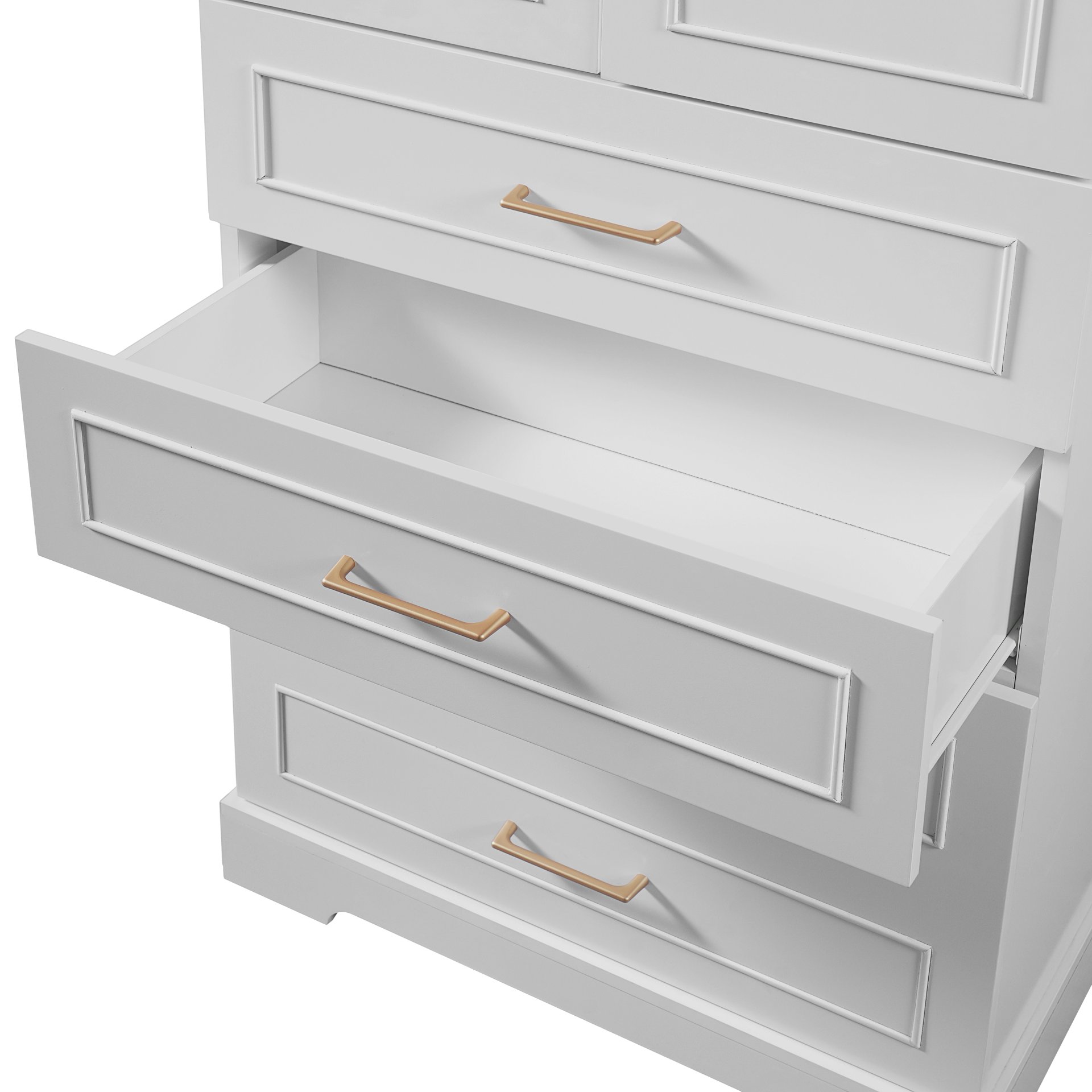Bathroom Cabinet With 3 Drawers, Adjustable Shelf, Panels, Steel Handles, Soft Close Doors - White - Image 15