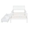 Twin Size Platform Bed With Guardrails On Both Sides And 2 Storage Drawers - White - Image 6