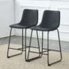 (Set of 2) Modern Minimalist Style Material Bar Stools, Suitable For Kitchen, Bar And Modern Home Design - Black - Image 5