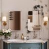 Recessed Metal Framed Medicine Cabinet With Mirror And Adjustable Shelves Wall Mirror With Storage For Bathroom - White - Image 3