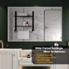 Rectangular Wall-Mounted Beveled Bathroom Mirror, Square Angle Metal Frame Wall Mounted Bathroom Mirrors For Wall (Horizontal & Vertical) - Glossy White - Image 5