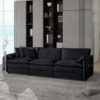 Modern Chenille Oversized Deep Seat Sectional Sofa, Large 3 Seater Modular With Pillows - Black - Image 2