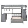 Full Over Twin Bunk Bed With Desk, Drawers And Shelves - Gray - Image 6