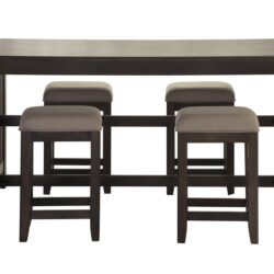 Drop Leaf Table & 4 Stools - Dark Brown