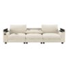 Sectional With Bluetooth Speaker Comfy Cloud Couch Set With Drop Down Table Cup Holders, USB Charger Storage Armrest Wide Seat Sofa - Beige - Image 3