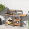 Outdoor Potting - Bench, Workstation Table With Cabinet For Backyard Garden Supplies - Gray / Brown - Image 3
