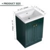 Contemporary Freestanding Bathroom Vanity With White Resin Sink & Soft Close Doors - Dark Green - Image 5