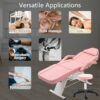 Massage Salon Tattoo Chair With Two Trays Esthetician Bed With Hydraulic Stool, Multi-Purpose 3-Section Facial Bed Table, Adjustable Beauty Barber Spa Beauty Equipment - Pink - Image 6