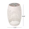 Transitional Roswell - Side Table With Tile Mosaic Top And Lace Cut Metal Frame - White - Image 3