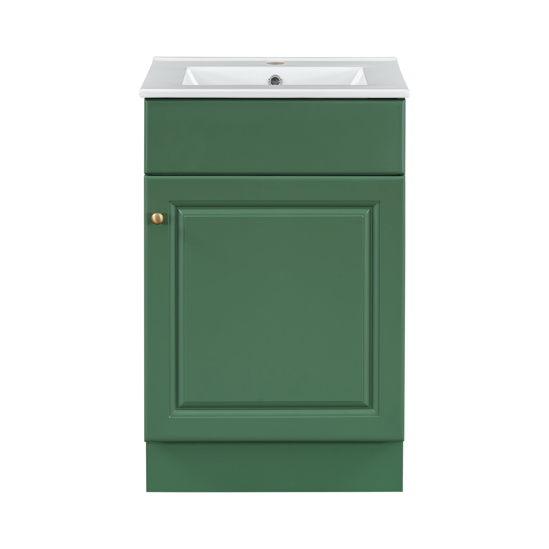 20" Bathroom Vanity With Sink, Freestanding Cabinet With Door Shelf And Adjustable Shelf, And Ceramic Construction - Green - Image 11