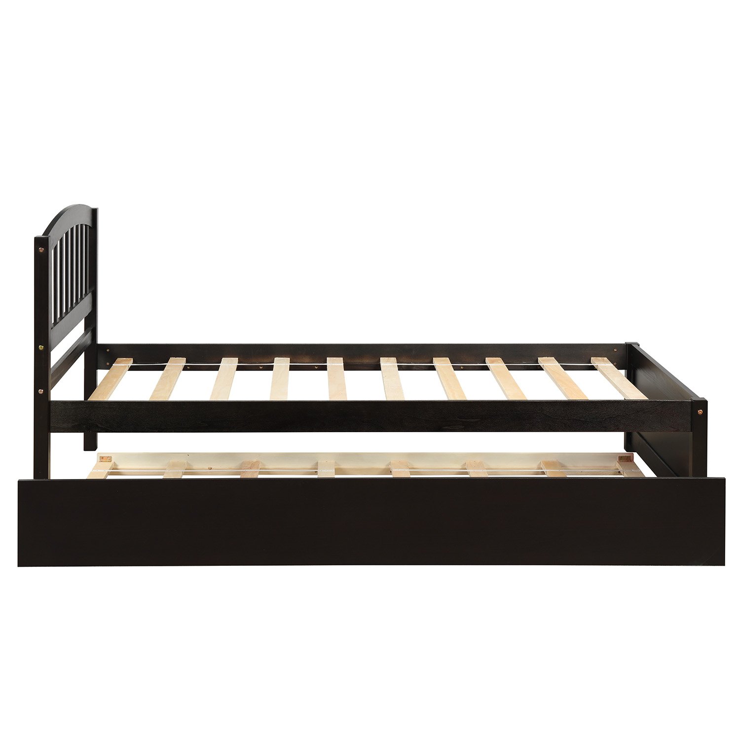 Twin Size Platform Bed Frame With Trundle - Espresso - Image 8