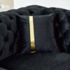 Shaped Chesterfield Sectional Sofa With Stainless Steel Accents Velvet Button Tufted Sofa With 5 Pillows Luxury Couch For Living Room - Black - Image 9