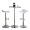 Ale - 3 Piece Bar Set Bistro Square Contemporary Adjustable Oval Footrest - Silver / Chrome / White - Image 2