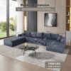 Luxury Modular U Shaped Sectional Sofa With Chaise Lounge And Bed Corduroy Upholstery - Gray - Image 3