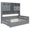 Full Size Daybed With 2 Drawers And All In One Cabinet And Shelf - Gray - Image 3