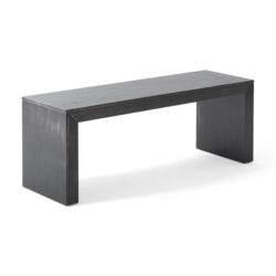 Farmhouse Style Acacia Wood Dining Bench Durable Rustic Design - Black