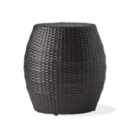Outdoor Wicker Patio Side Table - Brown Multi