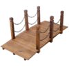 Wooden Arc Footbridge With Chain Railings For Backyard Creek Stained 5 Ft - Brown - Image 6