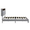 Modern Queen Size Upholstered Platform Bed Frame With Button Tufted Linen Fabric Headboard And USB Ports - Light Gray - Image 7