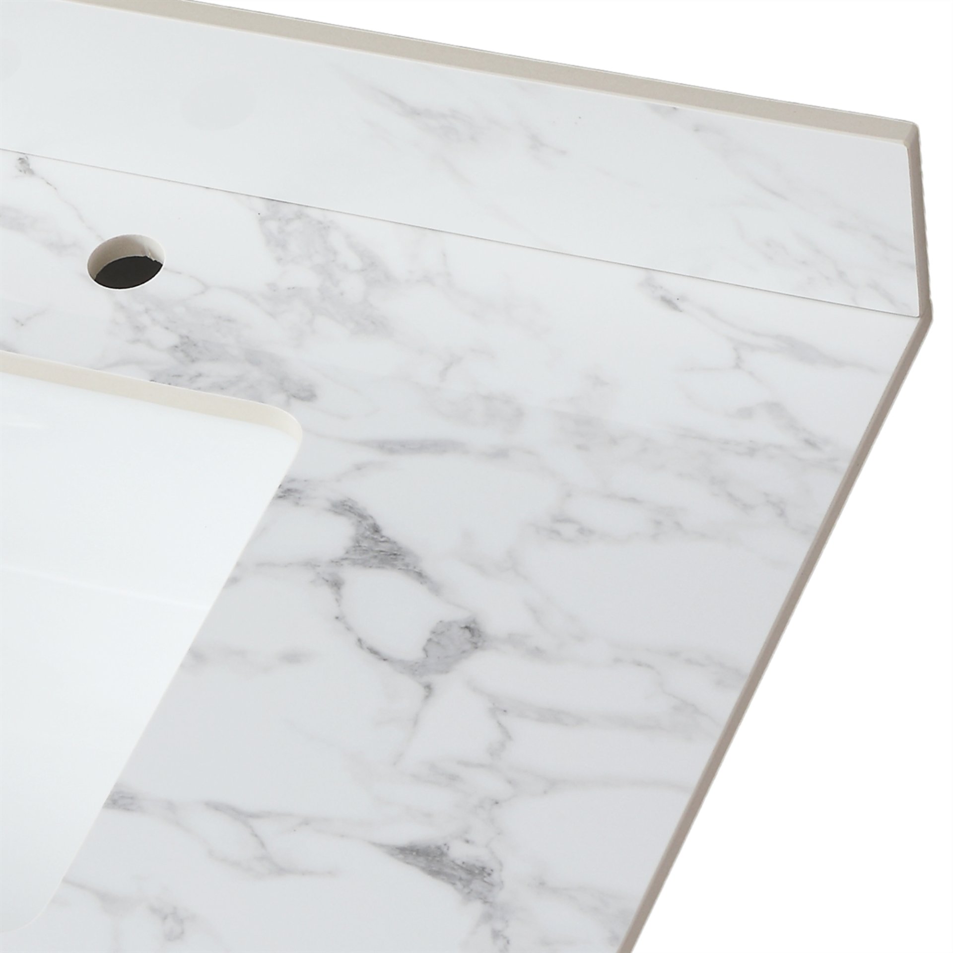 Elegant Sintered Stone Bathroom Vanity Top With Rectangular Undermount Ceramic Sink Carra - White - Image 6