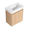 Minimalist Wall Mounted Bathroom Vanity With Ceramic Sink And Storage Cabinet - Oak - Image 9