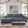 4 Piece Modular L Shaped Sectional Sofa With Spacious Chaise Lounge Corduroy Upholstery - Gray - Image 2
