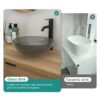 Artistic Vessel Sink With Pop Up Drain, Smooth Rounded Edges - Grey - Image 7