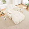 Modern Ergonomic Single Seater Sofa With Ottoman, High Resilience Support - White - Image 5