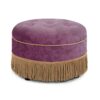Yolanda - Round Upholstered Accent Ottoman - Purple Floral / Gold - Image 3