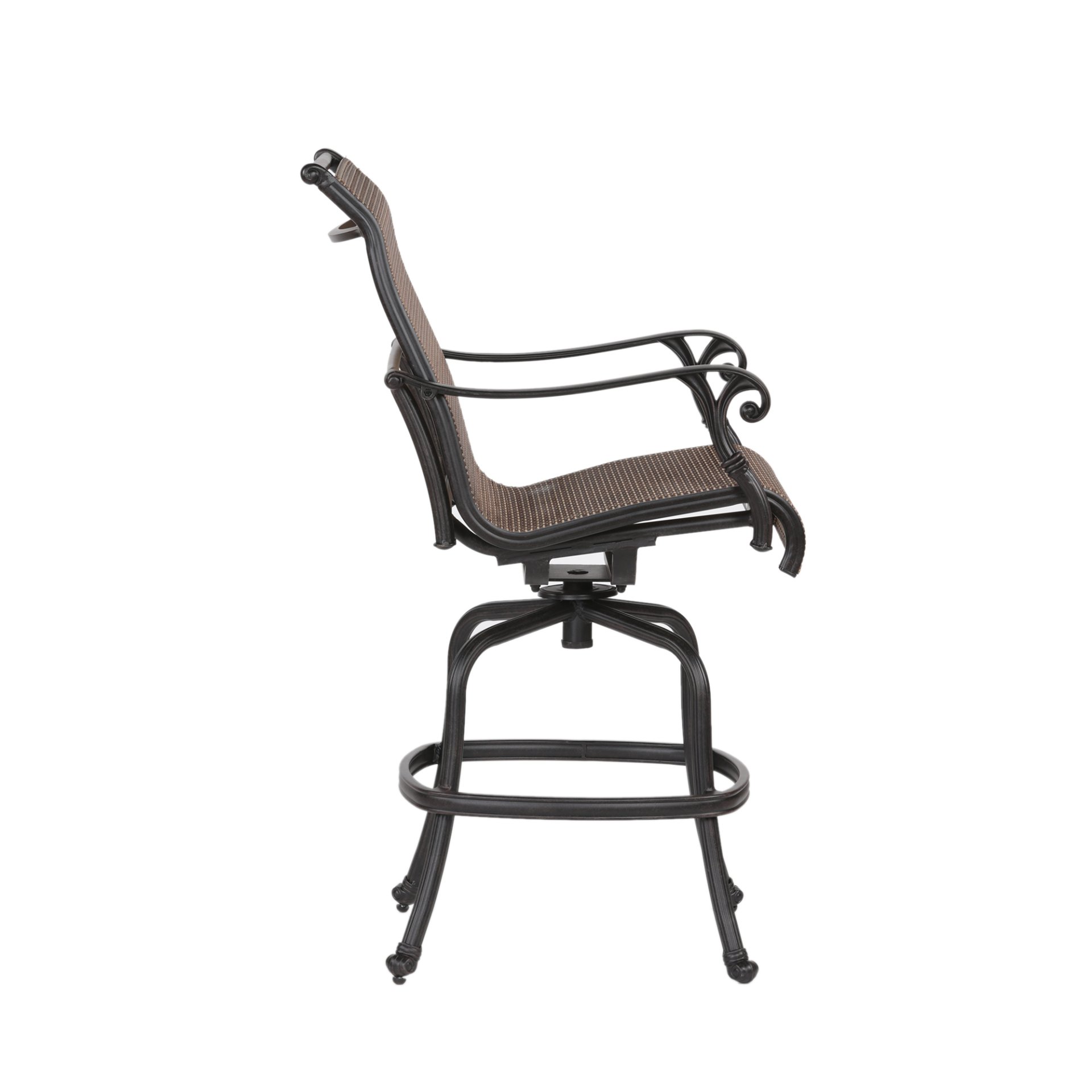 Outdoor Sling Counter Stool (Set of 2) With Aluminum Frame, All Weather - Dark Brown - Image 8