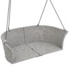 2 Person Hanging Seat, Rattan Woven Swing Chair, Porch Swing With Ropes - Gray / Cushion - Image 7