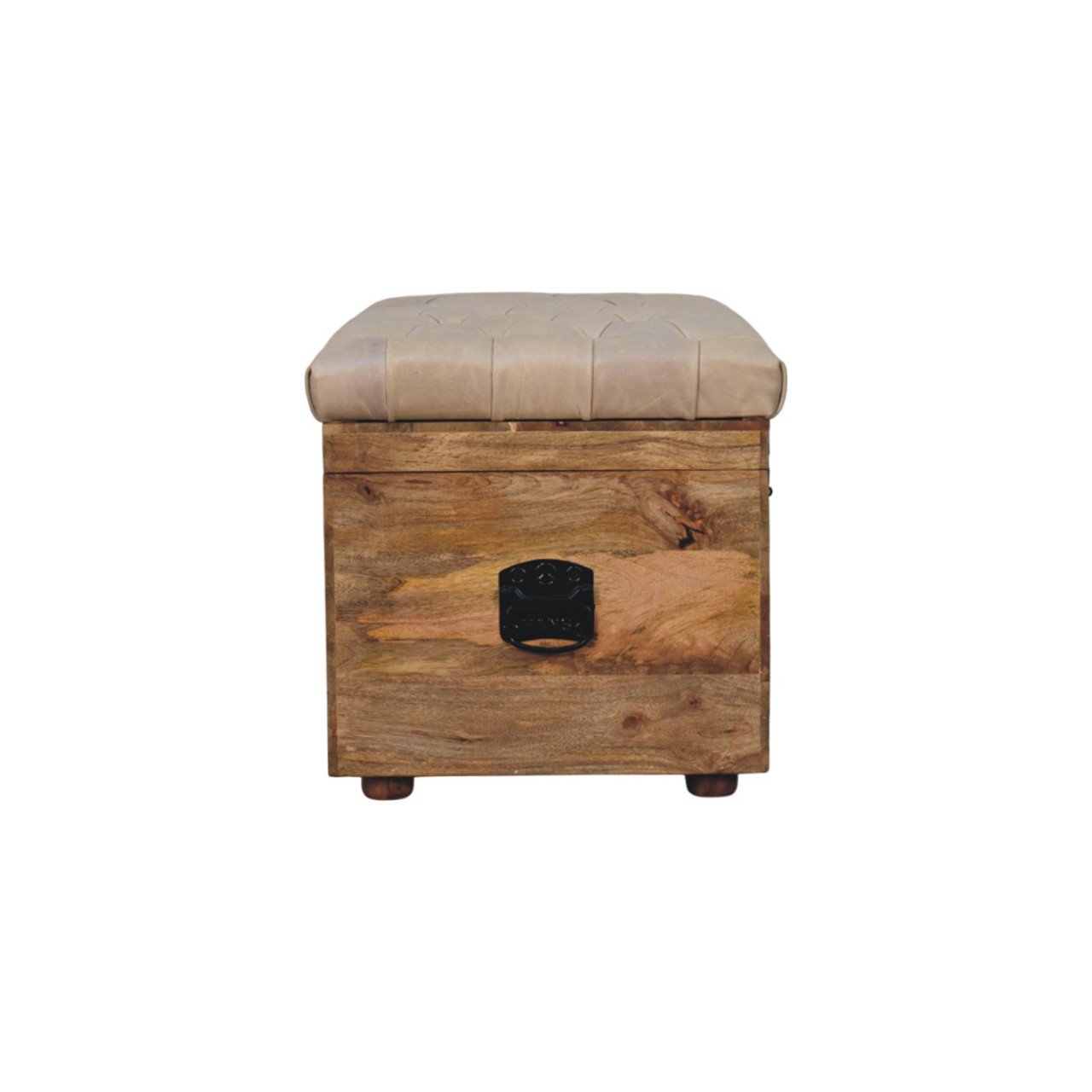 Buffalo - Hide Leather Storage Trunk - Beige / Brown - Image 11