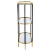 3 Tier Metal Console Table, Mirrored Shelf - Golden Black - Image 4