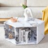 Hexagonal Coffee Table With Pattern Stickers And Multi Hole Design For Extra Storage - White - Image 5