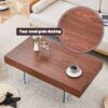 Coffee Table With Tempered Glass Legs.Density Board Sticker, Reinforced Glass Legs - Walnut - Image 7