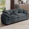 Modern Fabric Living Room Sofa With 4 Pillows Upholstered Large Deep Seating Loveseat Corduroy - Gray - Image 2