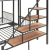 Full Over Twin-Twin Triple Bunk Bed With Drawers And Staircase - Black - Image 19
