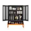 Modern Metal Shoe Cabinet With Double Sided Mesh Doors And Adjustable Partitions - Black - Image 17
