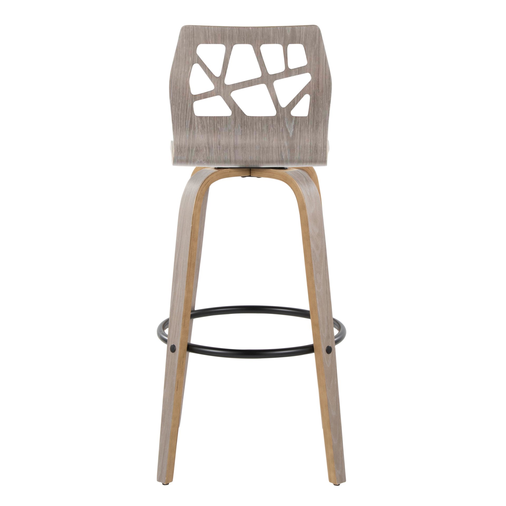 Folia - Contemporary Fixed Height Barstool With Swivel With Round Footrest (Set of 2) - Light Gray - Image 5