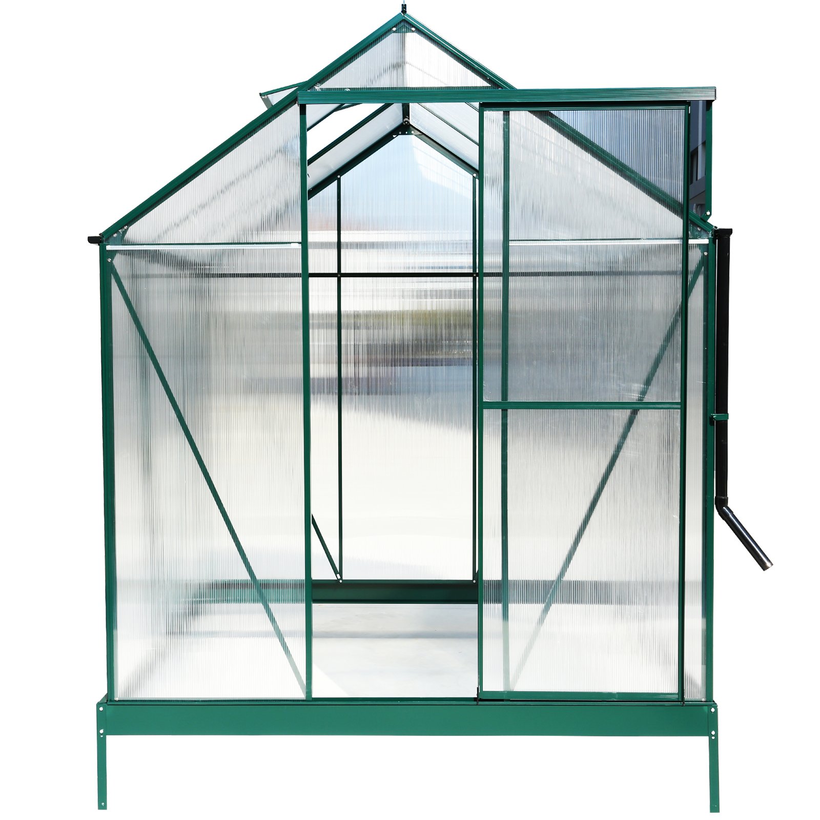 6.3'x6.2'x7' Polycarbonate Greenhouse, Heavy Duty Outdoor Aluminum Walk-In Green House Kit With Rain Gutter, Vent And Door For Backyard Garden - Green - Image 14