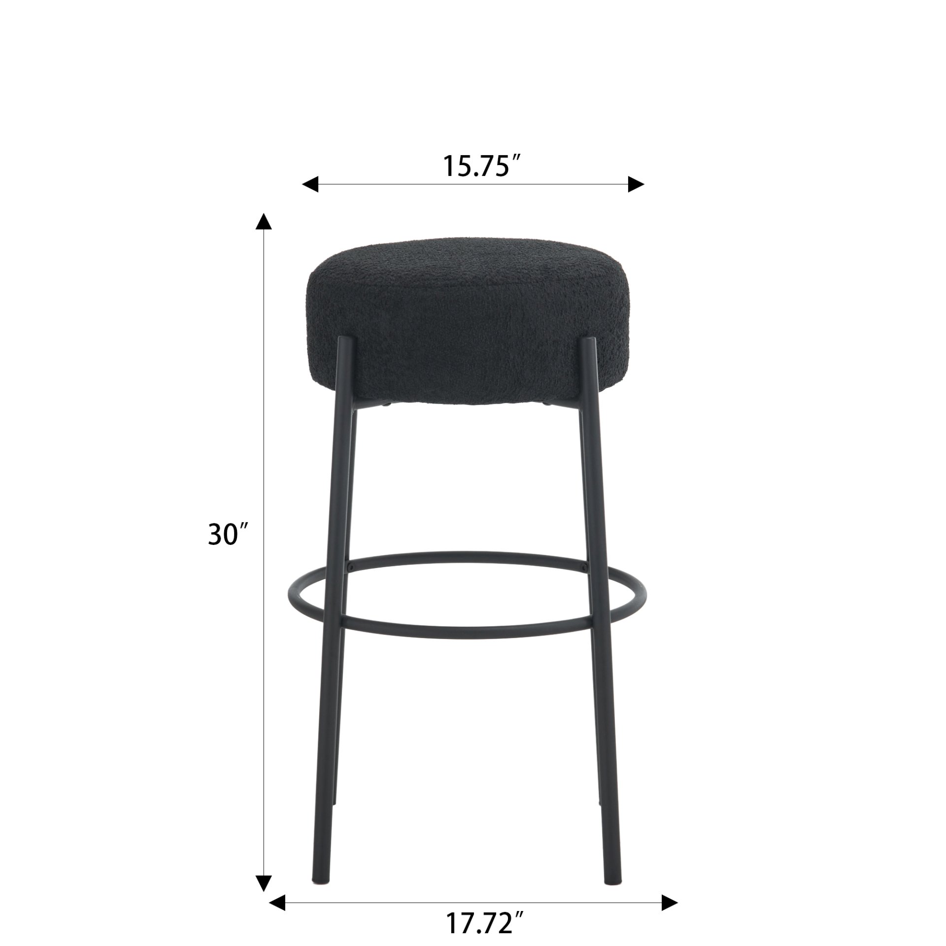 Round High Bar Stools (Set of 2), Contemporary Upholstered Dining Stools For Kitchens, Coffee Shops And Bar Stores - Black - Image 3