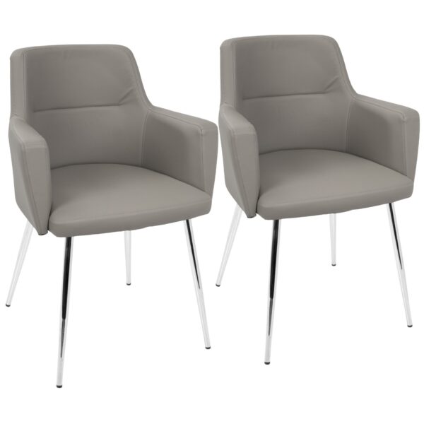Andrew - Contemporary Dining / Chair (Set of 2) - Chrome / Gray