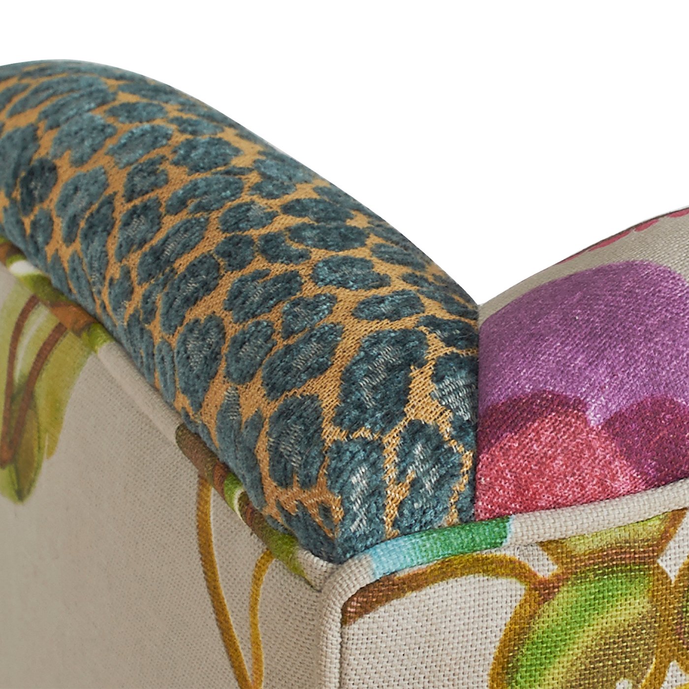 Anya - Boho Chic Wingback Accent Arm Chair - Floral / Leopard / Blue Teal / Purple - Image 7