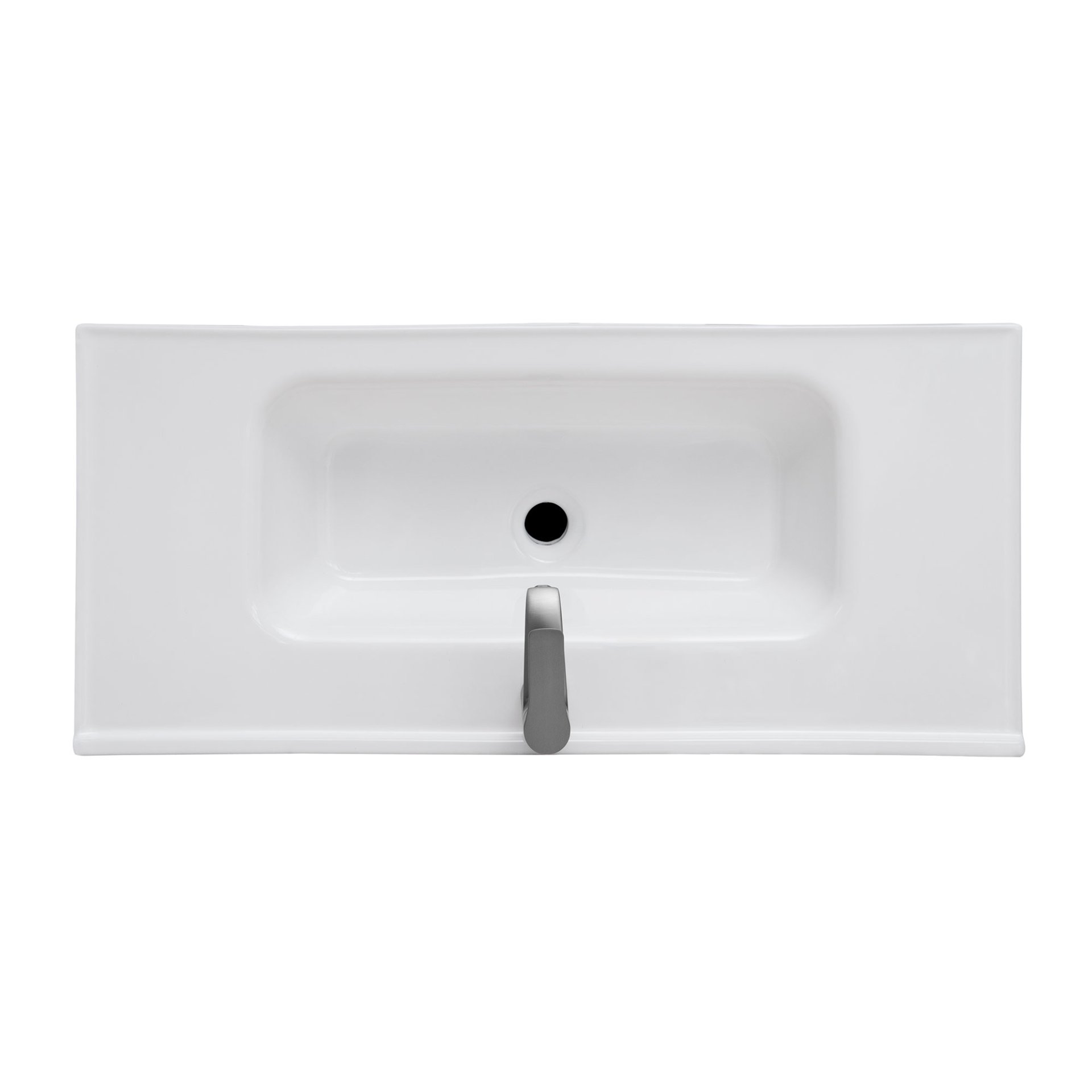 Modern Freestanding 36" Bathroom Vanity With Ceramic Sink, Hot And Cold Faucet, 2 Door Cabinet & Open Iron Shelf - Walnut - Image 15