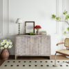Accent Cabinet Farmhouse Style 3 Door Wooden Cabinet Sideboard Buffet Server Cabinet Storage Cabinet, For Living Room, Entryway, Hallway, Office, Kitchen And Dining Room - Natural Wood Wash - Image 5