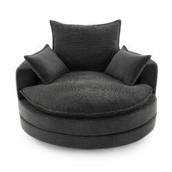 Modern 360° Swivel Sofa Chair With Dual Layer Cushion And Removable Pillows Corduroy - Black