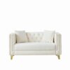 3 And 2 Seater Deep Seat Sofa With Button Nailhead, Square Arm Couches, Furniture For Living Room - Beige - Image 6